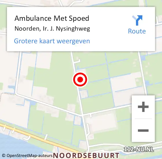 Locatie op kaart van de 112 melding: Ambulance Met Spoed Naar Noorden, Ir. J. Nysinghweg op 6 oktober 2022 17:41