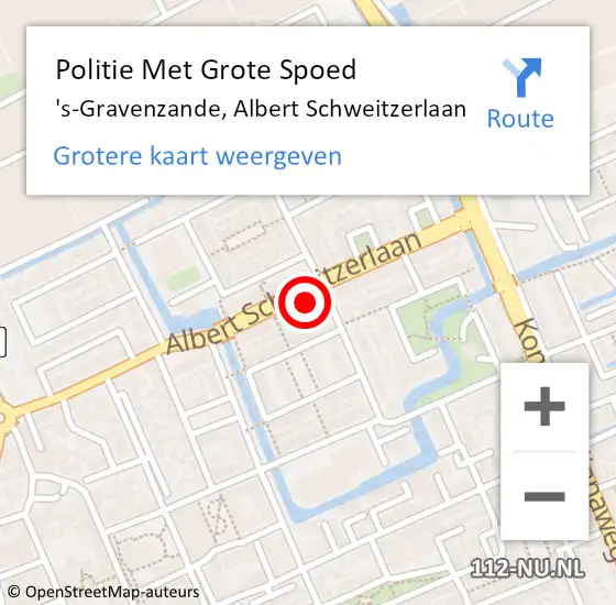 Locatie op kaart van de 112 melding: Politie Met Grote Spoed Naar 's-Gravenzande, Albert Schweitzerlaan op 6 oktober 2022 17:56