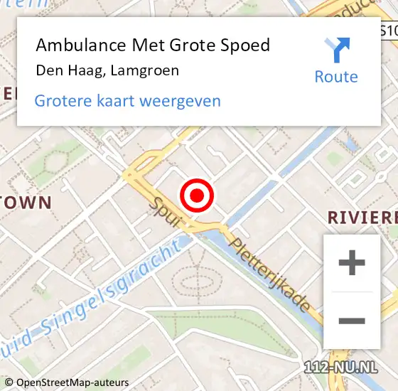 Locatie op kaart van de 112 melding: Ambulance Met Grote Spoed Naar Den Haag, Lamgroen op 6 oktober 2022 18:12