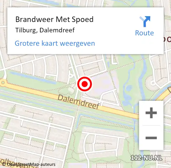 Locatie op kaart van de 112 melding: Brandweer Met Spoed Naar Tilburg, Dalemdreef op 6 oktober 2022 18:40