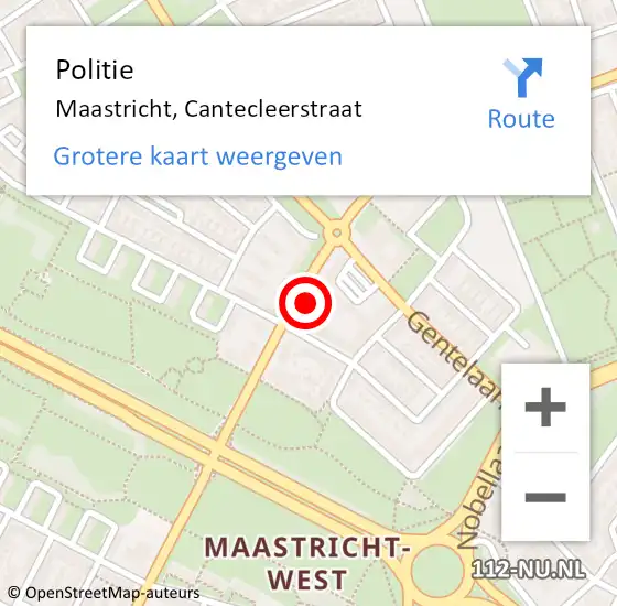 Locatie op kaart van de 112 melding: Politie Maastricht, Cantecleerstraat op 6 oktober 2022 19:05