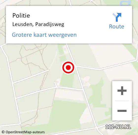 Locatie op kaart van de 112 melding: Politie Leusden, Paradijsweg op 6 oktober 2022 19:32