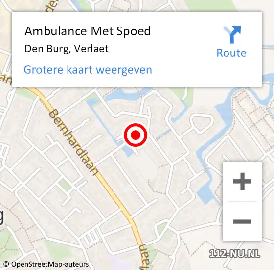 Locatie op kaart van de 112 melding: Ambulance Met Spoed Naar Den Burg, Verlaet op 6 oktober 2022 19:48