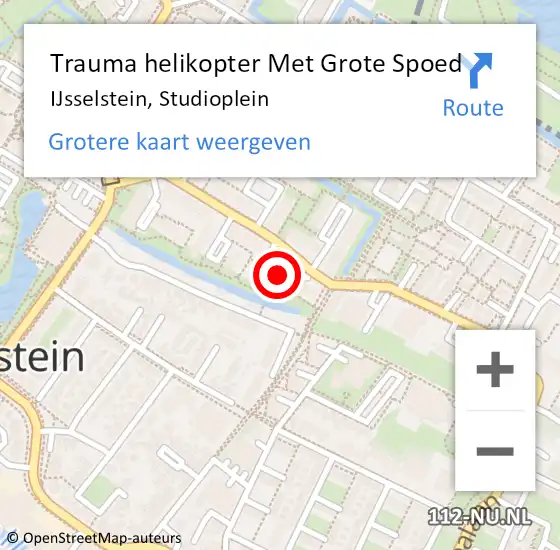 Locatie op kaart van de 112 melding: Trauma helikopter Met Grote Spoed Naar IJsselstein, Studioplein op 6 oktober 2022 20:02