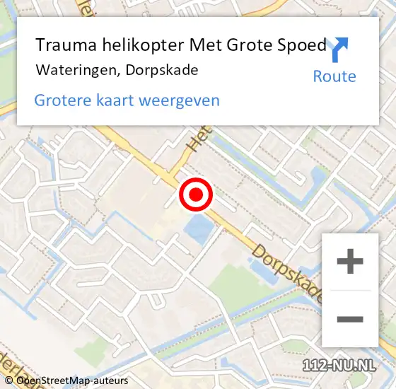 Locatie op kaart van de 112 melding: Trauma helikopter Met Grote Spoed Naar Wateringen, Dorpskade op 6 oktober 2022 20:10