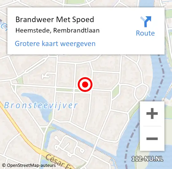 Locatie op kaart van de 112 melding: Brandweer Met Spoed Naar Heemstede, Rembrandtlaan op 6 oktober 2022 20:36