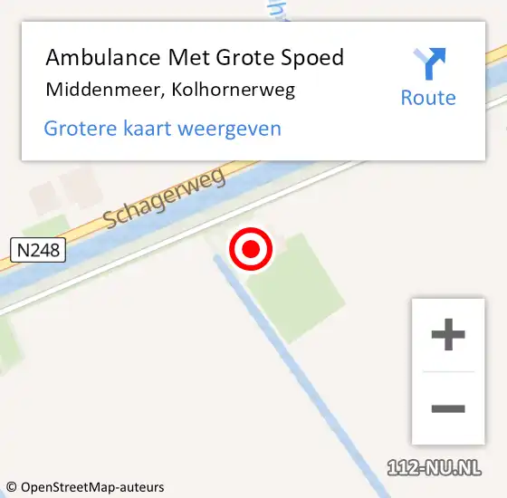 Locatie op kaart van de 112 melding: Ambulance Met Grote Spoed Naar Middenmeer, Kolhornerweg op 6 oktober 2022 20:40