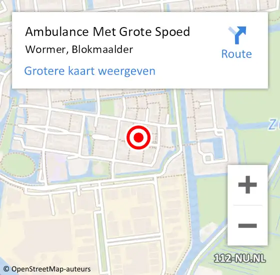 Locatie op kaart van de 112 melding: Ambulance Met Grote Spoed Naar Wormer, Blokmaalder op 6 oktober 2022 20:57