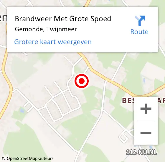 Locatie op kaart van de 112 melding: Brandweer Met Grote Spoed Naar Gemonde, Twijnmeer op 6 oktober 2022 21:16