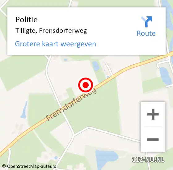 Locatie op kaart van de 112 melding: Politie Tilligte, Frensdorferweg op 6 oktober 2022 21:45