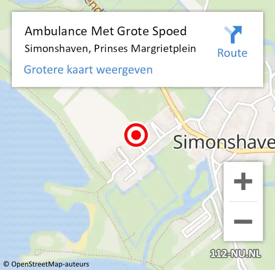 Locatie op kaart van de 112 melding: Ambulance Met Grote Spoed Naar Simonshaven, Prinses Margrietplein op 6 oktober 2022 22:11