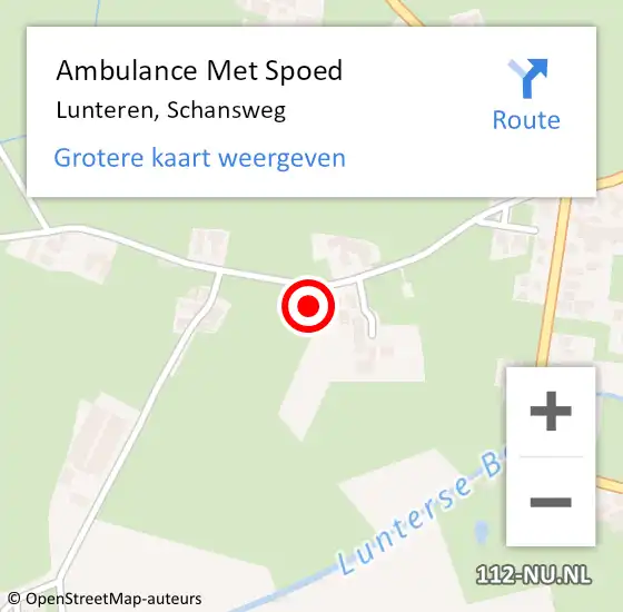 Locatie op kaart van de 112 melding: Ambulance Met Spoed Naar Lunteren, Schansweg op 6 oktober 2022 22:29
