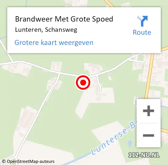 Locatie op kaart van de 112 melding: Brandweer Met Grote Spoed Naar Lunteren, Schansweg op 6 oktober 2022 22:33