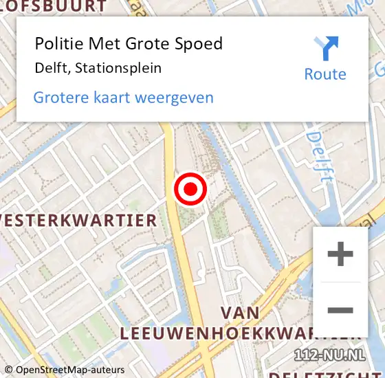 Locatie op kaart van de 112 melding: Politie Met Grote Spoed Naar Delft, Stationsplein op 6 oktober 2022 22:38