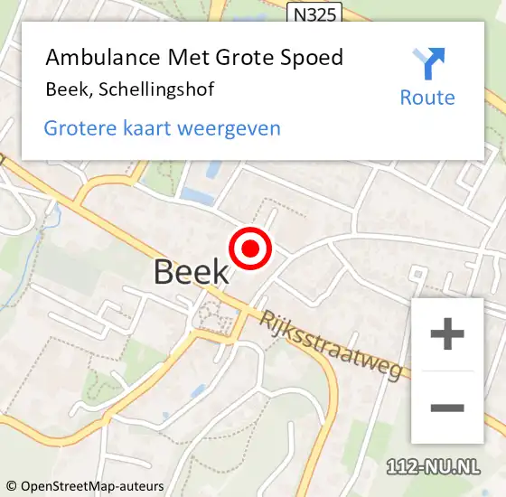 Locatie op kaart van de 112 melding: Ambulance Met Grote Spoed Naar Beek, Schellingshof op 7 oktober 2022 00:15