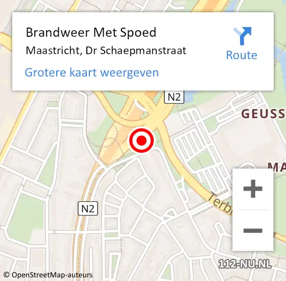 Locatie op kaart van de 112 melding: Brandweer Met Spoed Naar Maastricht, Dr Schaepmanstraat op 7 oktober 2022 00:15