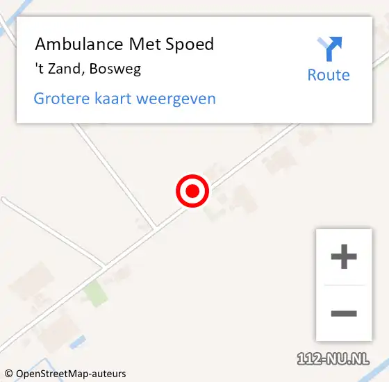 Locatie op kaart van de 112 melding: Ambulance Met Spoed Naar 't Zand, Bosweg op 7 oktober 2022 00:52