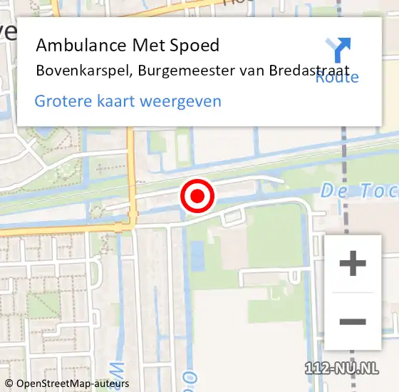 Locatie op kaart van de 112 melding: Ambulance Met Spoed Naar Bovenkarspel, Burgemeester van Bredastraat op 7 oktober 2022 01:06