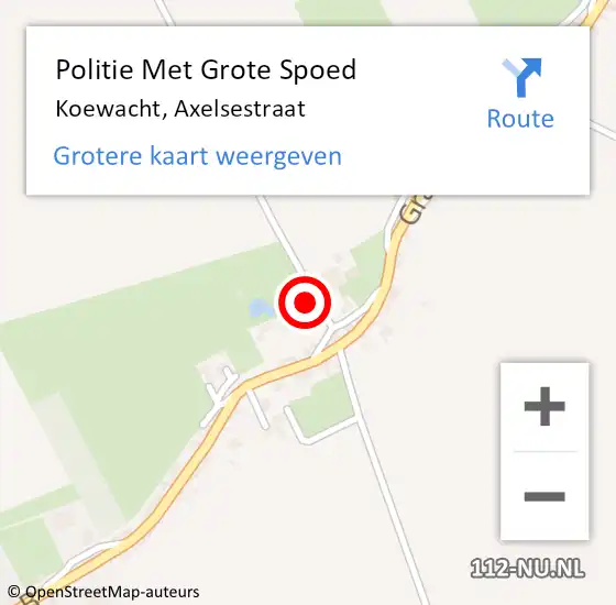 Locatie op kaart van de 112 melding: Politie Met Grote Spoed Naar Koewacht, Axelsestraat op 7 oktober 2022 01:41