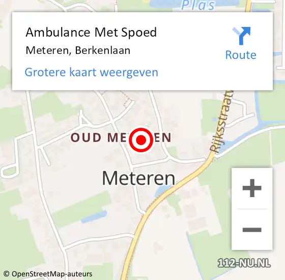 Locatie op kaart van de 112 melding: Ambulance Met Spoed Naar Meteren, Berkenlaan op 7 oktober 2022 02:25