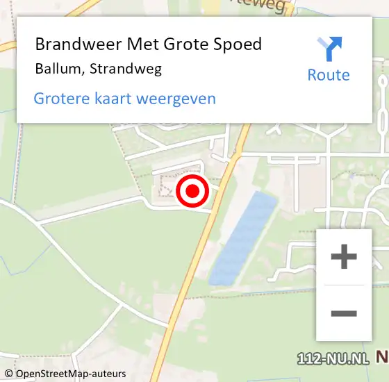 Locatie op kaart van de 112 melding: Brandweer Met Grote Spoed Naar Ballum, Strandweg op 7 oktober 2022 02:47