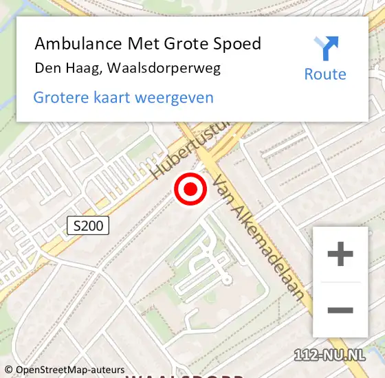 Locatie op kaart van de 112 melding: Ambulance Met Grote Spoed Naar Den Haag, Waalsdorperweg op 7 oktober 2022 03:12