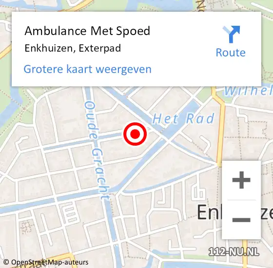 Locatie op kaart van de 112 melding: Ambulance Met Spoed Naar Enkhuizen, Exterpad op 7 oktober 2022 03:13