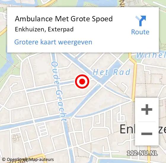 Locatie op kaart van de 112 melding: Ambulance Met Grote Spoed Naar Enkhuizen, Exterpad op 7 oktober 2022 03:16