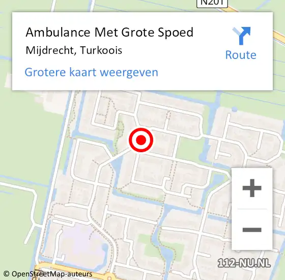 Locatie op kaart van de 112 melding: Ambulance Met Grote Spoed Naar Mijdrecht, Turkoois op 7 oktober 2022 03:45