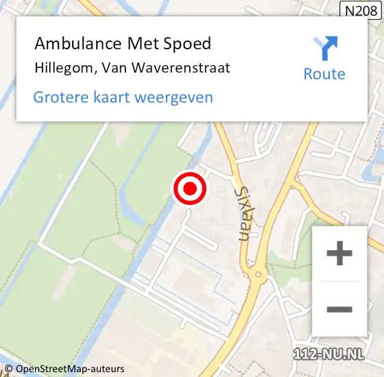 Locatie op kaart van de 112 melding: Ambulance Met Spoed Naar Hillegom, Van Waverenstraat op 7 oktober 2022 04:09