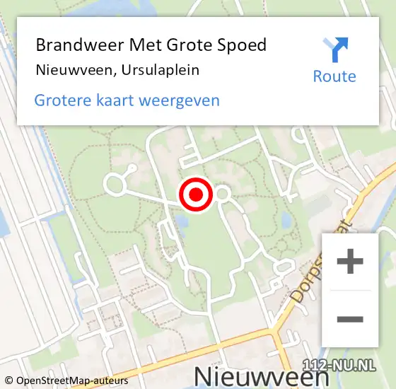 Locatie op kaart van de 112 melding: Brandweer Met Grote Spoed Naar Nieuwveen, Ursulaplein op 7 oktober 2022 05:25