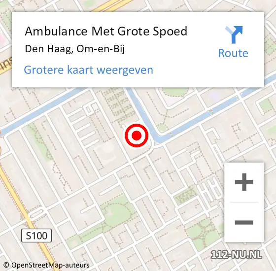 Locatie op kaart van de 112 melding: Ambulance Met Grote Spoed Naar Den Haag, Om-en-Bij op 7 oktober 2022 05:42