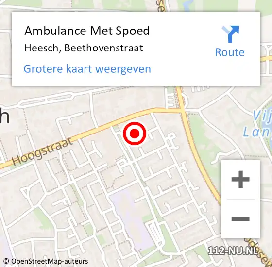 Locatie op kaart van de 112 melding: Ambulance Met Spoed Naar Heesch, Beethovenstraat op 31 juli 2014 16:31