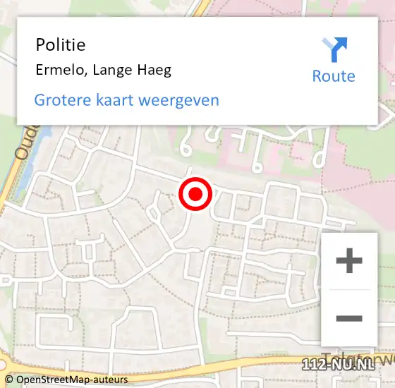 Locatie op kaart van de 112 melding: Politie Ermelo, Lange Haeg op 7 oktober 2022 07:15
