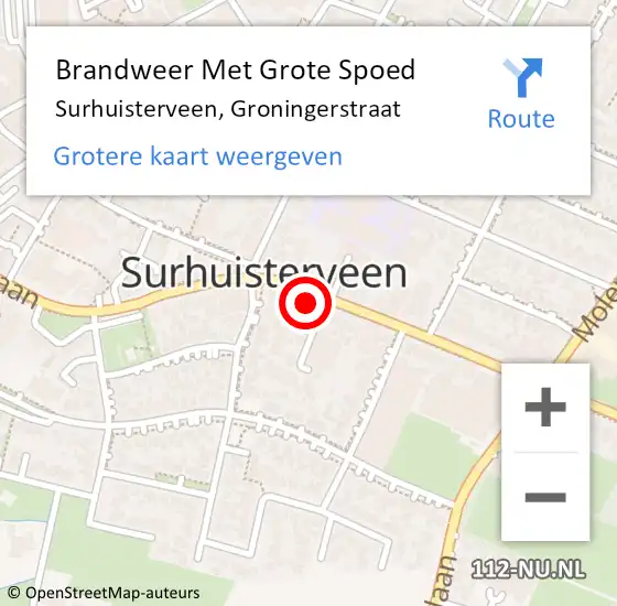 Locatie op kaart van de 112 melding: Brandweer Met Grote Spoed Naar Surhuisterveen, Groningerstraat op 7 oktober 2022 07:49