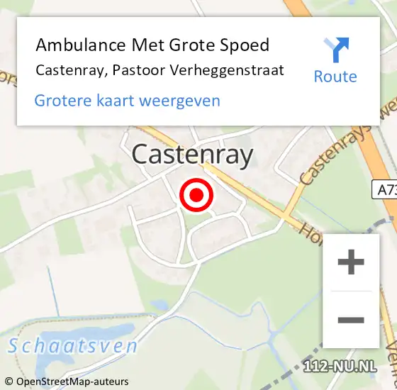 Locatie op kaart van de 112 melding: Ambulance Met Grote Spoed Naar Castenray, Pastoor Verheggenstraat op 10 oktober 2013 08:58