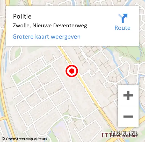 Locatie op kaart van de 112 melding: Politie Zwolle, Nieuwe Deventerweg op 7 oktober 2022 08:33