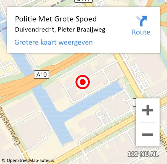 Locatie op kaart van de 112 melding: Politie Met Grote Spoed Naar Duivendrecht, Pieter Braaijweg op 7 oktober 2022 08:50