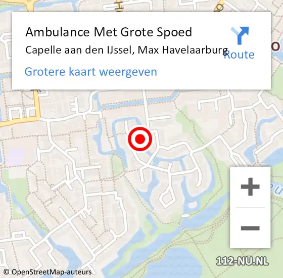Locatie op kaart van de 112 melding: Ambulance Met Grote Spoed Naar Capelle aan den IJssel, Max Havelaarburg op 7 oktober 2022 08:51