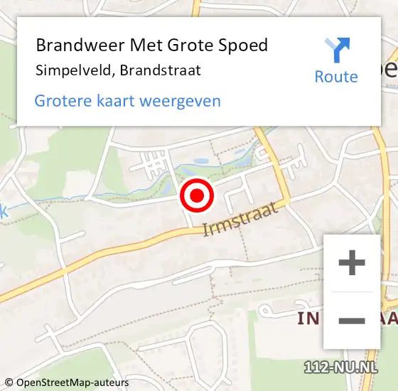 Locatie op kaart van de 112 melding: Brandweer Met Grote Spoed Naar Simpelveld, Brandstraat op 7 oktober 2022 08:52