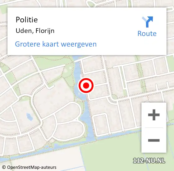 Locatie op kaart van de 112 melding: Politie Uden, Florijn op 7 oktober 2022 10:00