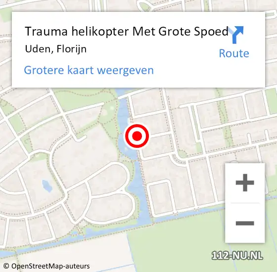 Locatie op kaart van de 112 melding: Trauma helikopter Met Grote Spoed Naar Uden, Florijn op 7 oktober 2022 10:03