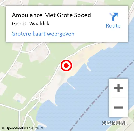 Locatie op kaart van de 112 melding: Ambulance Met Grote Spoed Naar Gendt, Waaldijk op 7 oktober 2022 10:21
