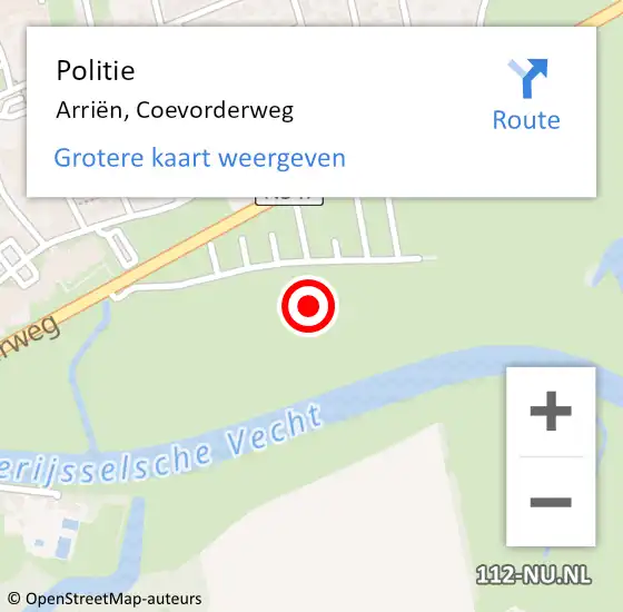 Locatie op kaart van de 112 melding: Politie Arriën, Coevorderweg op 7 oktober 2022 10:28