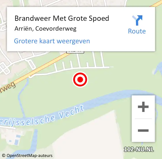 Locatie op kaart van de 112 melding: Brandweer Met Grote Spoed Naar Arriën, Coevorderweg op 7 oktober 2022 10:29