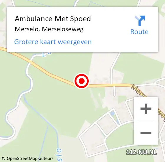 Locatie op kaart van de 112 melding: Ambulance Met Spoed Naar Merselo, Merseloseweg op 7 oktober 2022 10:46