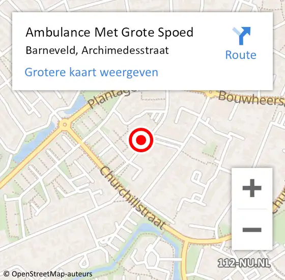 Locatie op kaart van de 112 melding: Ambulance Met Grote Spoed Naar Barneveld, Archimedesstraat op 7 oktober 2022 11:09