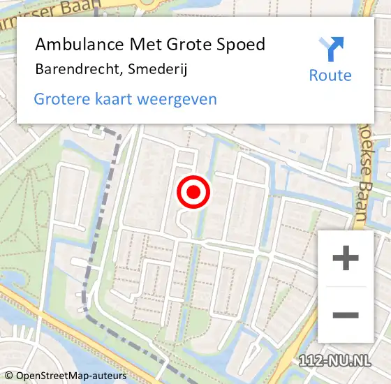 Locatie op kaart van de 112 melding: Ambulance Met Grote Spoed Naar Barendrecht, Smederij op 7 oktober 2022 11:25