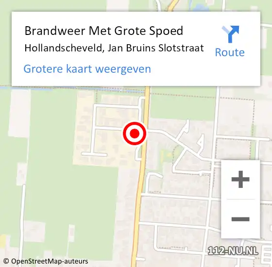 Locatie op kaart van de 112 melding: Brandweer Met Grote Spoed Naar Hollandscheveld, Jan Bruins Slotstraat op 7 oktober 2022 11:26