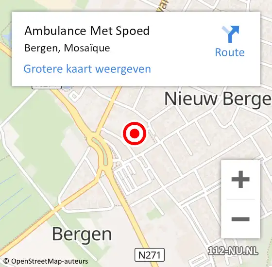 Locatie op kaart van de 112 melding: Ambulance Met Spoed Naar Bergen, Mosaïque op 7 oktober 2022 11:49